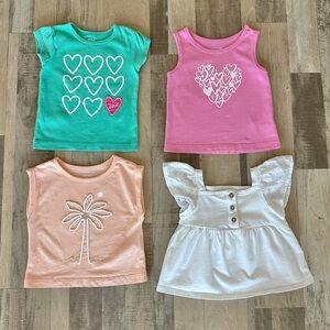 Carter's Spring Tops Tees Girls Kids Set of 4 12-18 Months